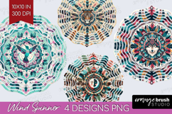 Boho Animal Wind Spinner Sublimation PNG - Mandala Round Product Image 1