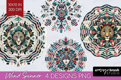 Boho Animal Wind Spinner Sublimation PNG - Mandala Round Product Image 1