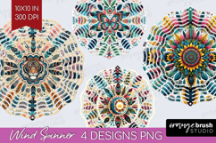 Boho Animal Wind Spinner Sublimation PNG - Mandala Round Product Image 1