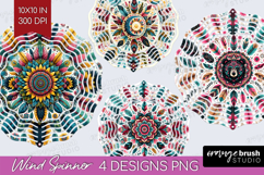 Boho Animal Wind Spinner Sublimation PNG - Mandala Round Product Image 1