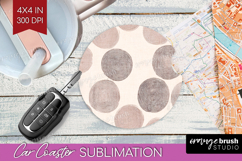 Boho Aesthetic Car Coaster - Minimalist Coaster PNG Product Image 1