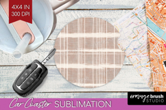 Boho Aesthetic Car Coaster - Minimalist Coaster PNG Product Image 1