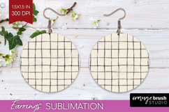 Boho Aesthetic Round Earrings - Minimalist PNG Sublimation Product Image 1