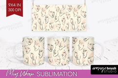 Boho Aesthetic Mug Wrap - Minimalist Mug PNG Sublimation Product Image 1
