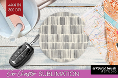 Boho Aesthetic Car Coaster - Minimalist Coaster PNG Product Image 1