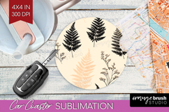 Boho Aesthetic Car Coaster - Minimalist Coaster PNG Product Image 1
