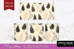 Boho Aesthetic Mug Wrap - Minimalist Mug PNG Sublimation Product Image 1