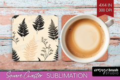 Boho Aesthetic Square Coaster - Minimalist Coaster PNG Product Image 1