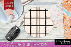 Boho Aesthetic Car Coaster - Minimalist Coaster PNG Product Image 1