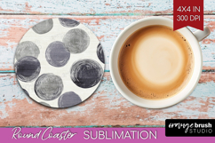 Boho Aesthetic Round Coaster - Minimalist Coaster PNG Product Image 1