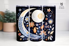 Boho Moon and flower pattern Sublimation tumbler Design Product Image 5