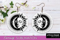 Boho Mystical Round Earrings Sublimation - Celestial Earrings