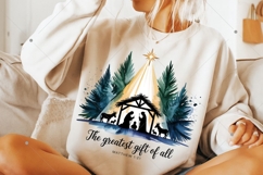 Boho Nativity Scene PNG, Christian Christmas Digital Art Product Image 7