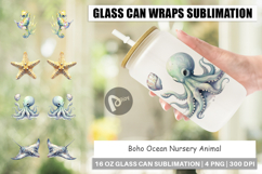 Boho Ocean Animal Glass Can Product Image 1