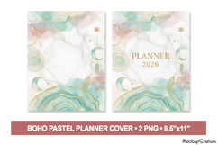 Planner 2026 Cover, Notebook Cover, Boho Pastel design Product Image 1
