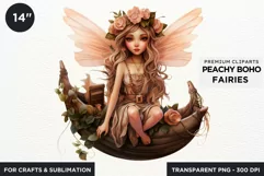 Peachy Boho Fairy Clipart PNG craft & sublimation Product Image 1