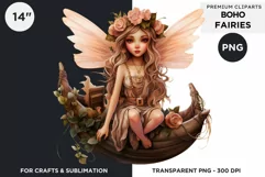 Peachy Boho Fairy Clipart PNG craft & sublimation Product Image 2