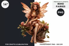 Peachy Boho Fairy Clipart PNG craft & sublimation Product Image 2