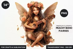 Peachy Boho Fairy Clipart PNG craft & sublimation Product Image 1
