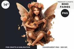 Peachy Boho Fairy Clipart PNG craft & sublimation Product Image 2