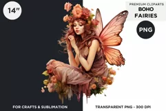 Peachy Boho Fairy Clipart PNG craft & sublimation Product Image 2