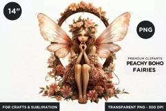 Peachy Boho Fairy Clipart PNG craft & sublimation Product Image 2