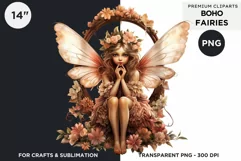 Peachy Boho Fairy Clipart PNG craft & sublimation Product Image 1