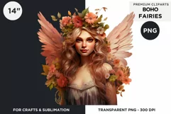 Peachy Boho Fairy Clipart PNG craft & sublimation Product Image 2