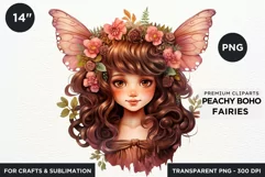 Peachy Boho Fairy Clipart PNG craft & sublimation Product Image 1