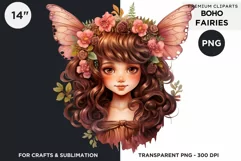 Peachy Boho Fairy Clipart PNG craft & sublimation Product Image 2