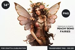 Peachy Boho Fairy Clipart PNG craft & sublimation Product Image 1