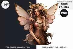 Peachy Boho Fairy Clipart PNG craft & sublimation Product Image 2