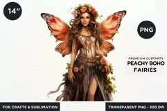 Peachy Boho Fairy Clipart PNG craft & sublimation Product Image 1