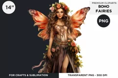 Peachy Boho Fairy Clipart PNG craft & sublimation Product Image 2