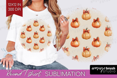 Boho Pumpkin Round Tshirt Background - Coquette PNG Product Image 1