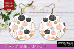 Boho Pumpkin Round Earrings - Coquette PNG Sublimation Product Image 1