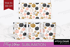 Boho Pumpkin Mug Wrap - Coquette Mug PNG Sublimation Product Image 1