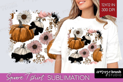 Boho Pumpkin Square Tshirt Background - Coquette PNG Product Image 1