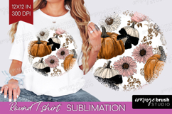 Boho Pumpkin Round Tshirt Background - Coquette PNG Product Image 1