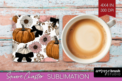 Boho Pumpkin Square Coaster - Coquette Coaster PNG Product Image 1