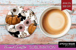Boho Pumpkin Round Coaster - Coquette Coaster PNG Product Image 1