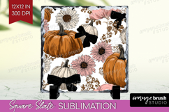 Boho Pumpkin Slate PNG - Coquette Square Slate Sublimation Product Image 1
