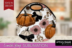 Boho Pumpkin Lunch Bag - Coquette Lunch Bug PNG Sublimation Product Image 1