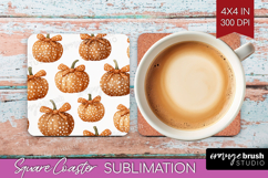 Boho Pumpkin Square Coaster - Coquette Coaster PNG Product Image 1