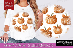 Boho Pumpkin Round Tshirt Background - Coquette PNG Product Image 1