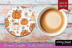 Boho Pumpkin Round Coaster - Coquette Coaster PNG Product Image 1