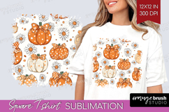 Boho Pumpkin Square Tshirt Background - Coquette PNG Product Image 1