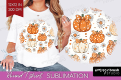 Boho Pumpkin Round Tshirt Background - Coquette PNG Product Image 1