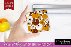 Boho Pumpkin Magnet Sublimation - Coquette Square Magnet PNG Product Image 1