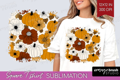 Boho Pumpkin Square Tshirt Background - Coquette PNG Product Image 1
